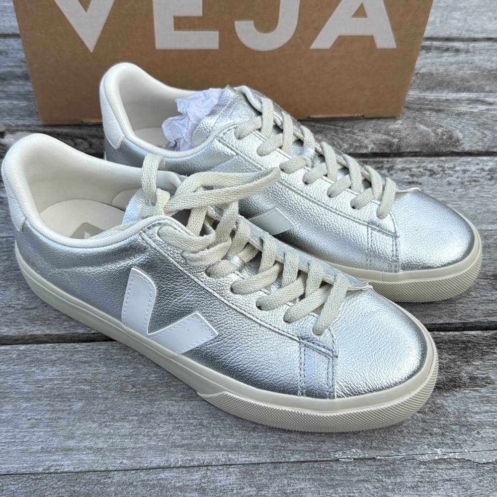 Veja Silver Metallic Low-Top Sneakers - Picture 3 of 10